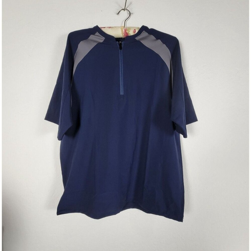 DeMarini Gameday BP Pullover Shirt Mens Medium Blue 1/4 Zip Short Sleeve New